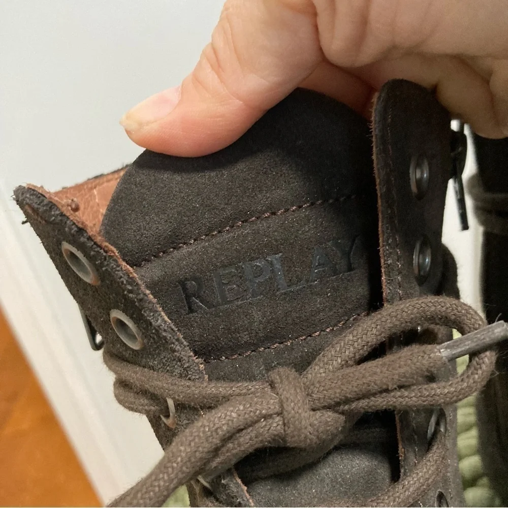 Replay Pack Brown Suede Lace Up Military Utility Combat Mid Boots